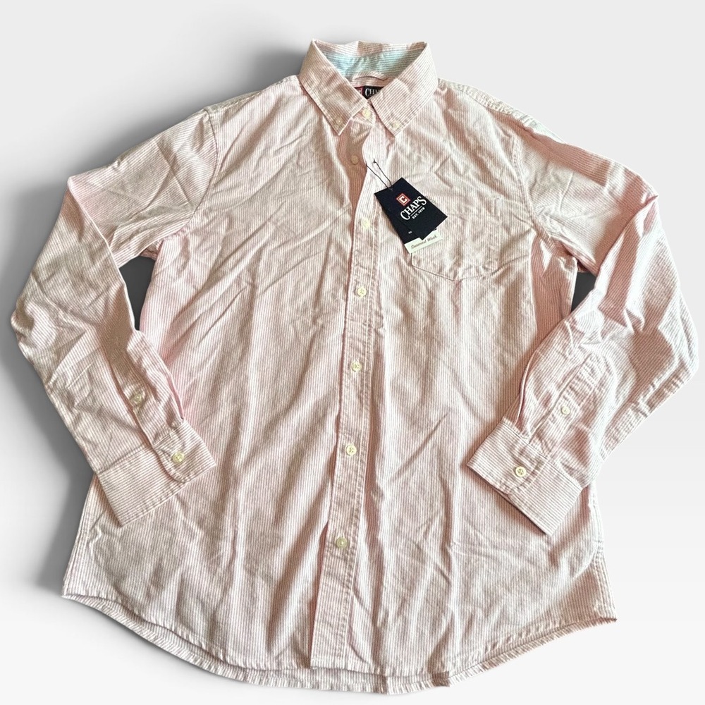 Chaps Mens Seacoast Wash Pink Carnation Striped Button Down Shirt CM16LW991 L